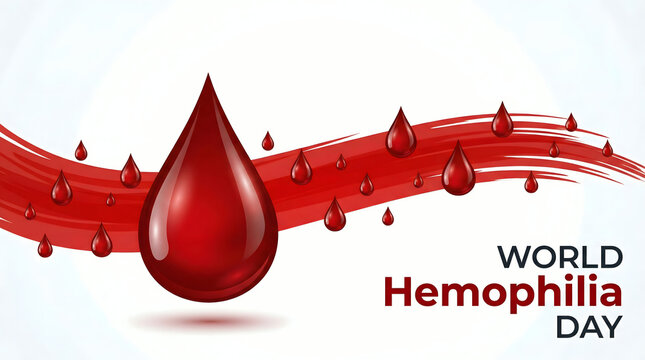 Abstract Red Blood Drop with Flowing Liquid Ribbon for World Hemophilia Day Concept