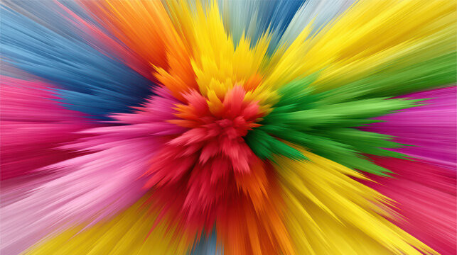 An explosion of vibrant colors bursts outward creating a dynamic abstract background that evokes energy, creativity, and a sense of joyful celebration and movement.