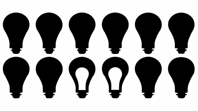 Many identical light bulbs with one glowing bulb symbolizing ideas and innovation