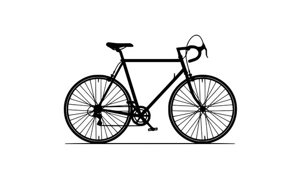 Classic bicycle black silhouette vector in side view vintage bike minimal design isolated on white background