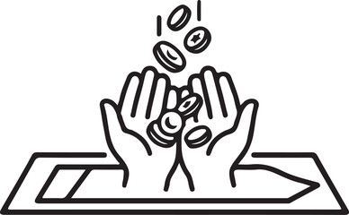 Obraz premium Vector hand silhouette icon with fingers and palm gesture design black illustration with prayer allah and islamic