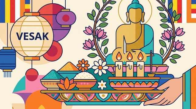 Vesak Day Celebration Illustration
