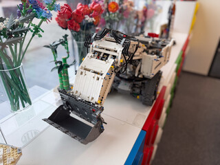 Fototapeta premium Lego technic excavator model on display