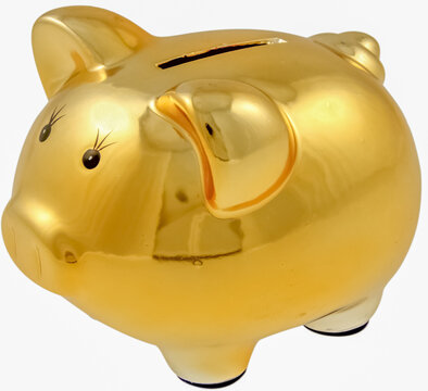 Tirelire petit cochon dor&eacute; 