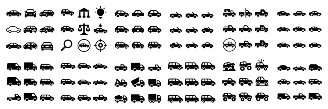 Transport icons with car truck van minimal