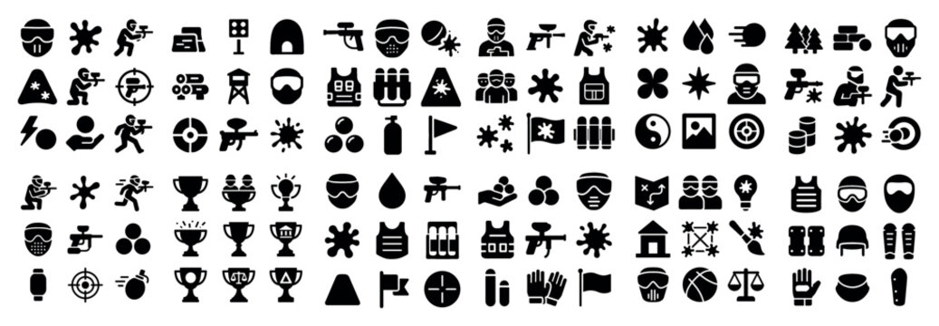 Security icons with soldier helmet gun solid