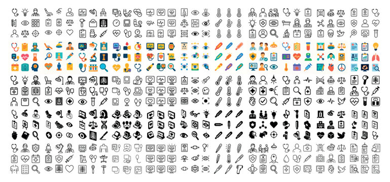 Health icons with syringe stethoscope thermometer minimal