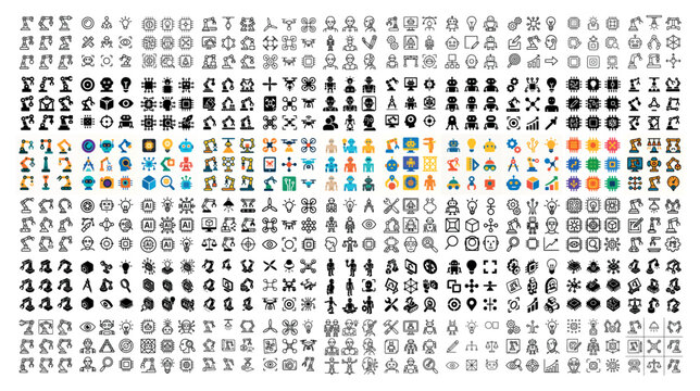 Miscellaneous icons with light bulb gear user colorful