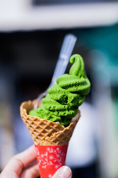 Rich soft serve green tea, Uji Matcha Japan.
