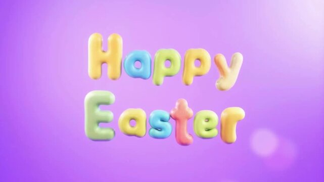 HAPPY EASTER wording bouncing and rotating. easter words animation, easter title card