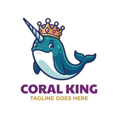 This playful image features a charming narwhal adorned with a golden crown, representing the mythical and regal aspects of ocean life in a vibrant and joyful style. © zhichao li