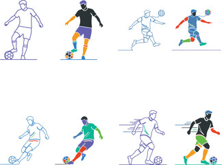 Fototapeta premium Colorful Sports Players in Action – Dynamic Athletes Playing Different Sports Vector Illustration