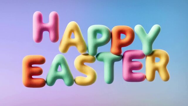 HAPPY EASTER wording animated bouncing, easter title card
