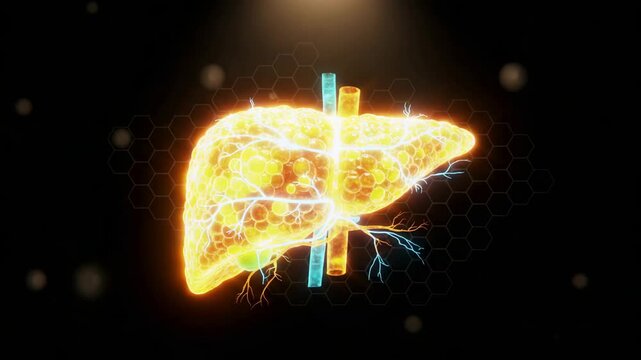 Floating diseased liver with nodules showing cirrhosis concept