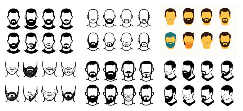 Grooming icons with beard and mustache outline