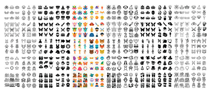 Avatar icons with face butterfly animal flat