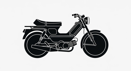 Obraz premium Classic Black and White Moped Illustration - A Nostalgic Transportation Icon.