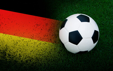 Fototapeta premium Football Germany nation flag on Green Field , soccer supporters in tournament