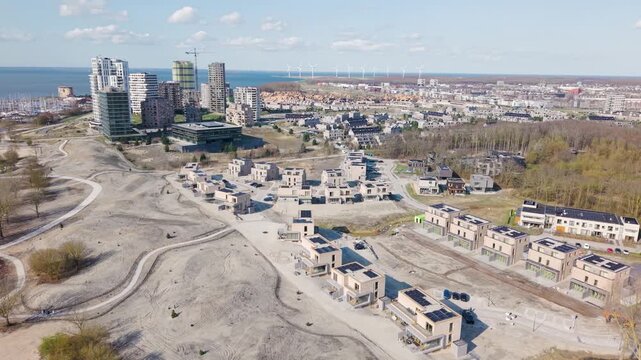 Almere Poort Aerial Cityscape, Modern residential district in Flevoland, Netherlands