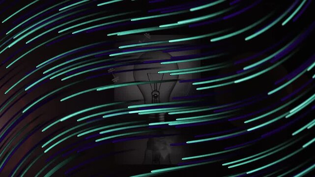 Animation of lines over light bulb on black background