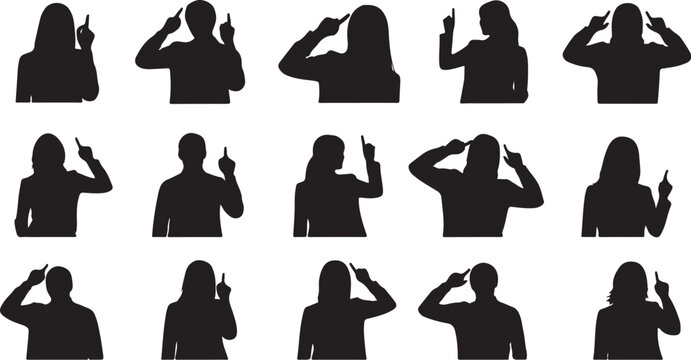 Silhouettes of people gesturing with hands in various poses