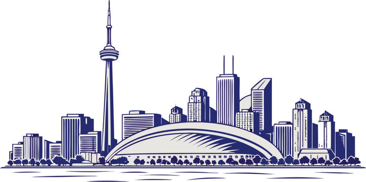 Toronto skyline silhouette featuring downtown skyline. Vector