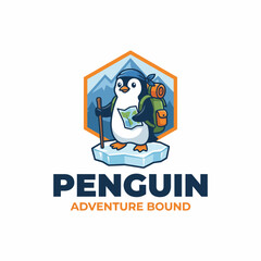 This charming penguin logo features an adventurous design with a backpack, perfect for travel or outdoor brands, evoking a sense of exploration and fun. © xiangqian qi