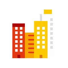 Naklejka premium Colorful illustration of city buildings.