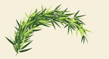 Obraz premium Green Bamboo Leaves Arching Gracefully on Light Background.