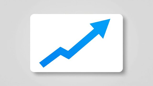 Blue arrow pointing up on white.