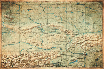 Fototapeta premium Vintage Map Of Czechia With Regional Boundaries On Retro Paper Background