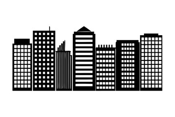 Obraz premium Black silhouette of city skyscrapers.