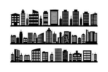 Fototapeta premium City skyline silhouette with buildings.