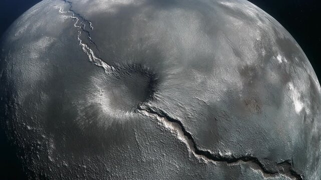 Tethys Moon of Saturn: Odysseus Crater Landscape View