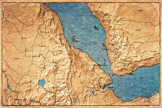 Vintage Map Of Eritrea With Regional Boundaries On Retro Paper Background