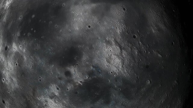 Close-up view of Umbriel, Uranus's darkest moon, showing its rugged, cratered surface.