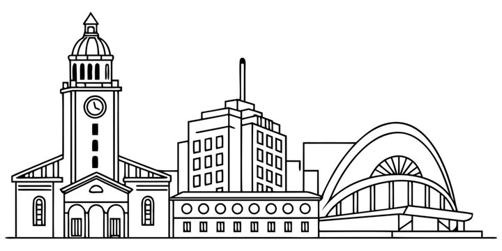 USA, US, U.S, United States - Minimal Kansas City Skyline &ndash; Simple Geometric Flat Line Art SVG Vector Design | USA US U.S United States City Outline Illustration