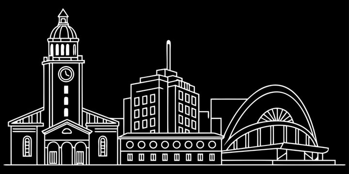 USA, US, U.S, United States - Minimal Kansas City Skyline &ndash; Simple Geometric Flat Line Art SVG Vector Design | USA US U.S United States City Outline Illustration