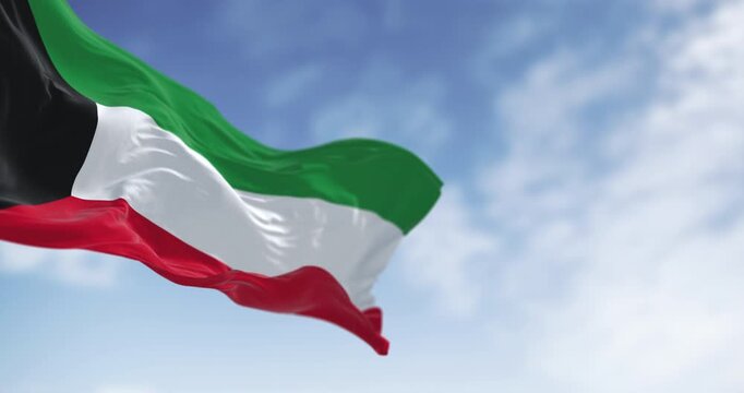 Kuwait national flag waving in the wind