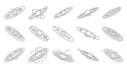 Black and white spaceship line drawings. © eko
