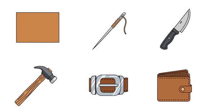 Brown leather wallet and tools.