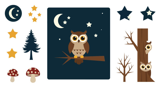 Brown owl on a branch.