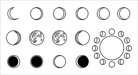 Collection of moon phases icons. © MUHRODIN
