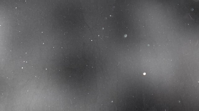 Black and white dust particles floating in the air
