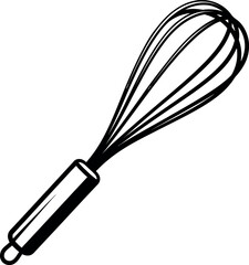 Obraz premium Simple black and white kitchen whisk vector illustration for cooking and baking designs