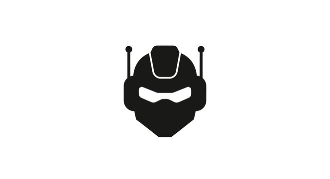 Black ninja head mask silhouette icon.
