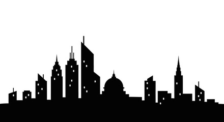 Fototapeta premium City skyline with tall buildings silhouette.