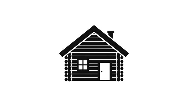 Simple Log Cabin House Icon.