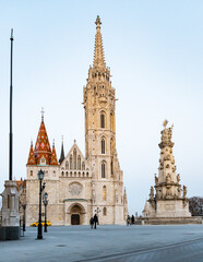 Obraz premium the Matthias Church in Budapest at blue hour Hungary Europe