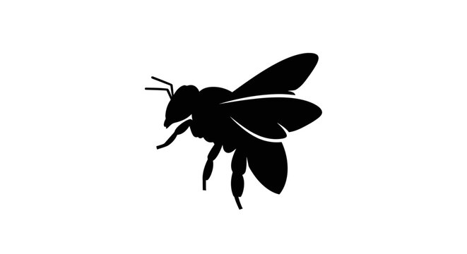 Black silhouette of a flying bee.